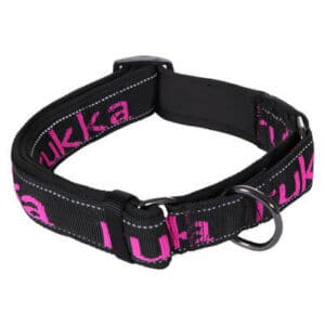 Rukka Solid Web Hundhalsband svart/rosa