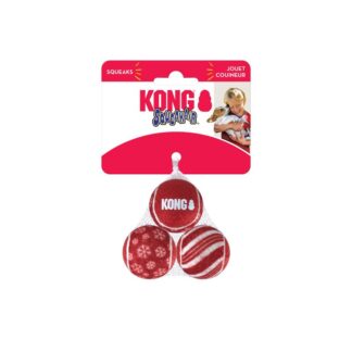 KONG Julleksak SqueakAir Ball 3p Röd S 5cm