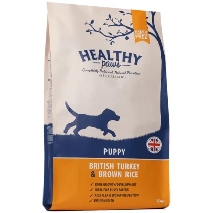 Healthy Paws - British turkey and brown rice puppy 12kg