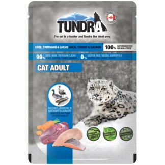 Tundra våtfoder till katt storpack 16x85g – anka, kyckling, kalkon & lax