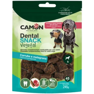 Camon vegetabiliskt hundgodis 245g Dental Snacks – ris/johannesbröd/granatäpple S