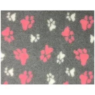 hundfäll - grå med vita och rosa tassar