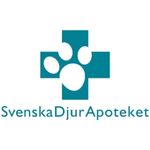 Logo for SvenskaDjurApoteket: a teal cross made of circles and squares with the brand name in teal text next to it.